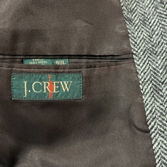 J Crew Men's Wool Herringbone Blazer Jacket, Black, 40L - Picture 3 of 8